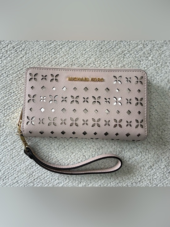 Michael Kors Handbags - Michael Kors Jet Set Travel Perforated Large Zip Wristlet